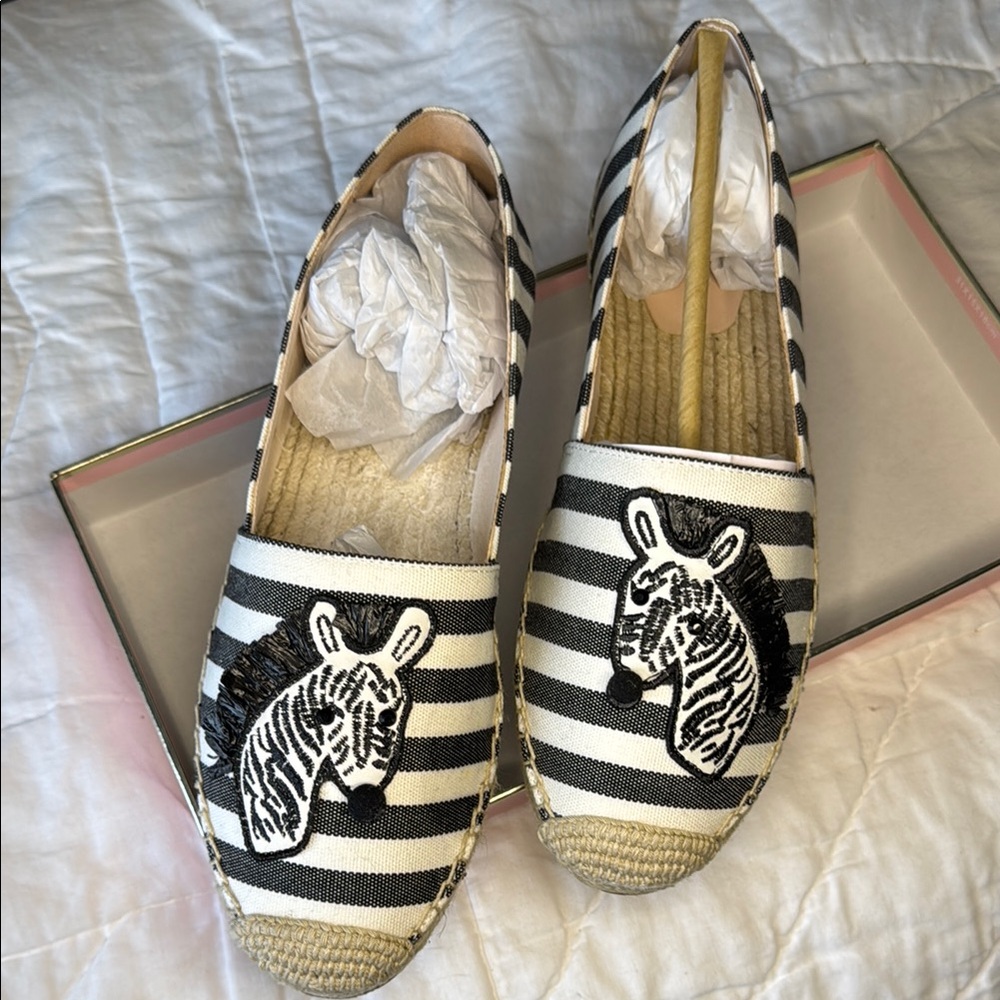 Kate Spade Black and White Espadrilles with Zebra Design